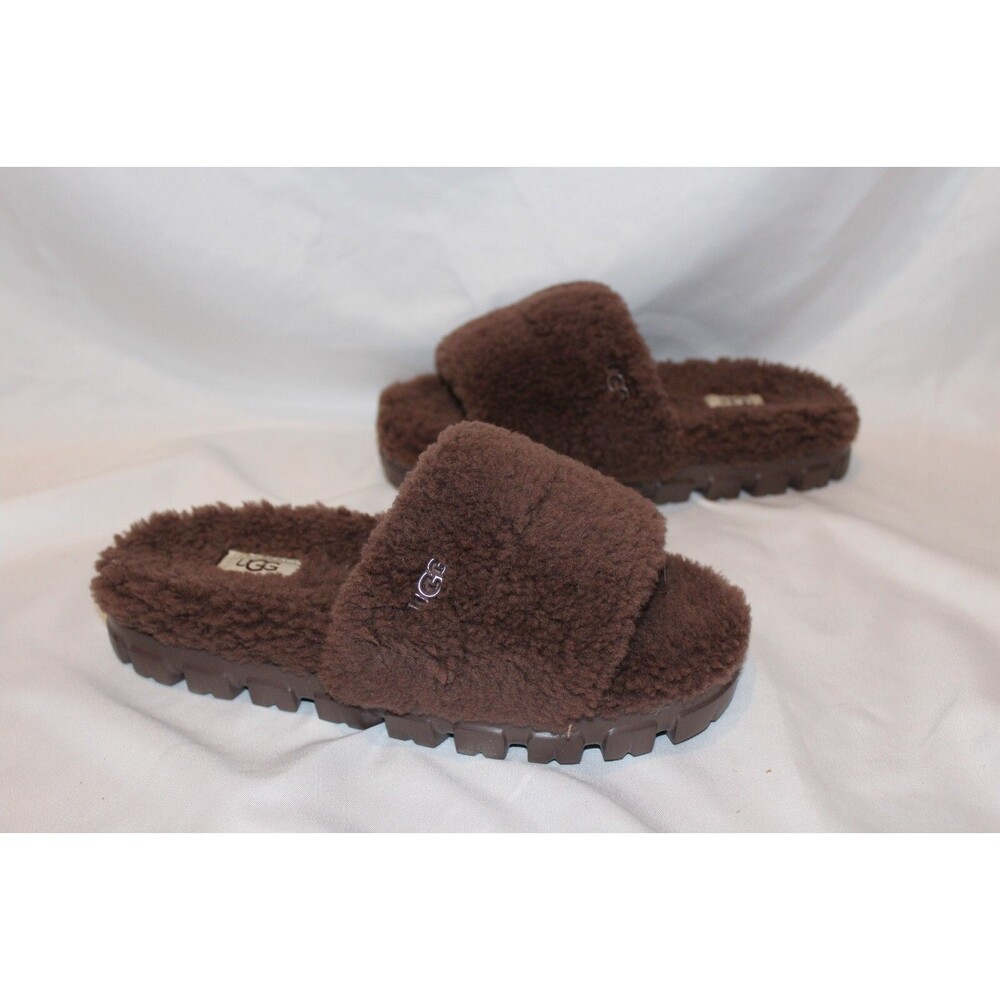 UGG WOMEN'S COZETTA CURLY SHEARLING SLIDES SLIPPERS NEW! BROWN - Picture 2 of 6